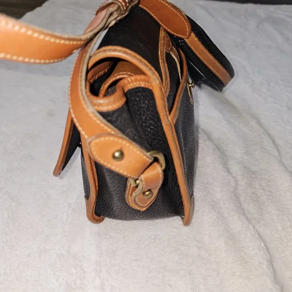 Vintage Dooney & Bourke Black Brown Leather Crossbody Satchel Bag Purse - Picture 12 of 16